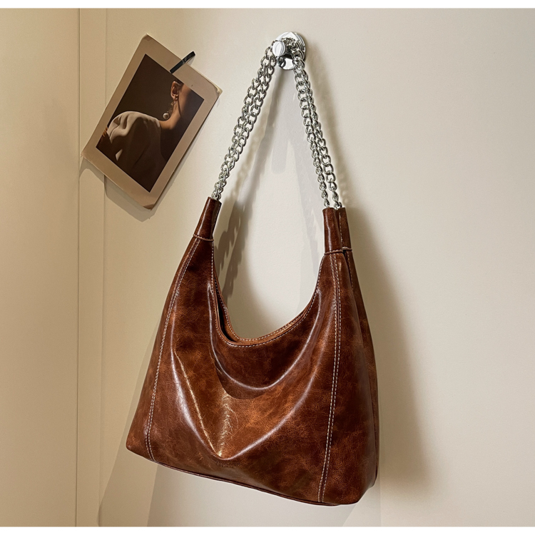 Fame Multi Zipper Pocket Leather Hobo Bag